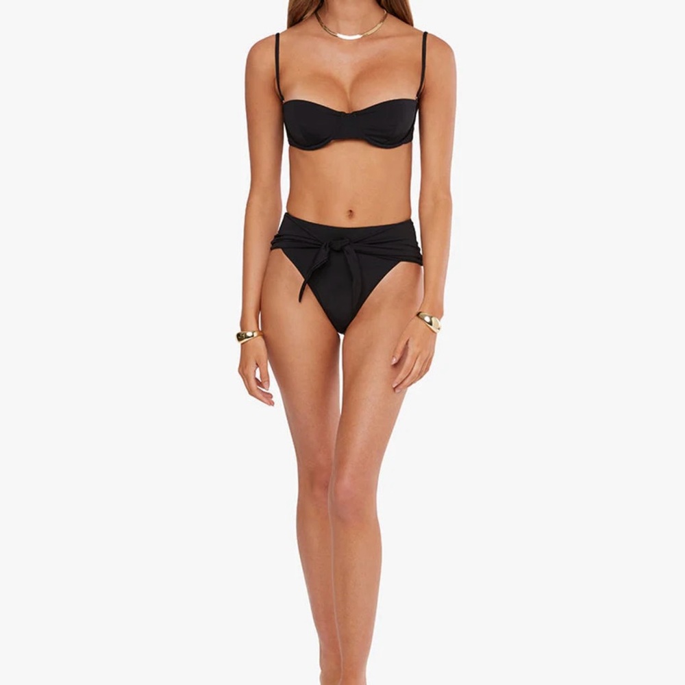 NWT - WeWoreWhat Riviera Bikini Bottoms High Waisted Tie Black